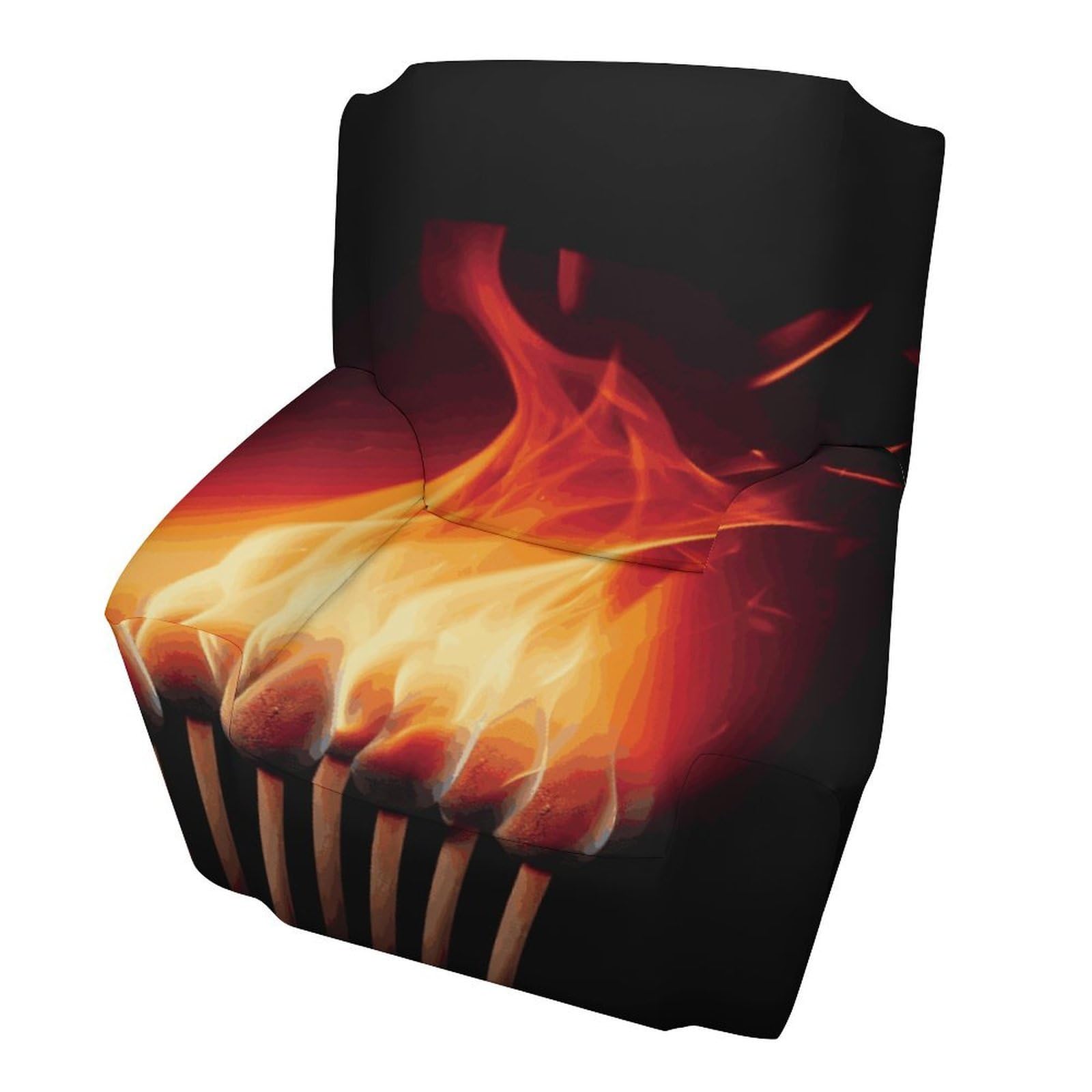 Fodpand Style Flames Matches Sofa Cover Soft 1 Seater Sofa Slipcover For Pets Washable,Couch Cover With Elastic Straps Furniture Protector