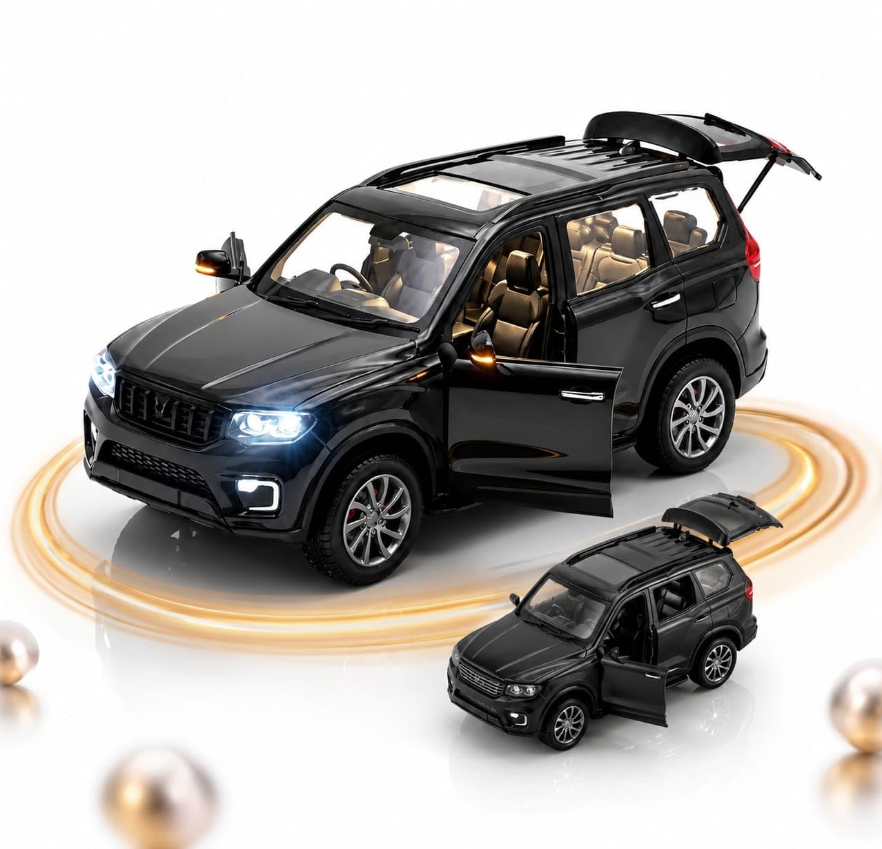 Pull Back |Scorpion|Toy car| Die cast Metal| Openable Doors| Light & Sound (Black)-image-25