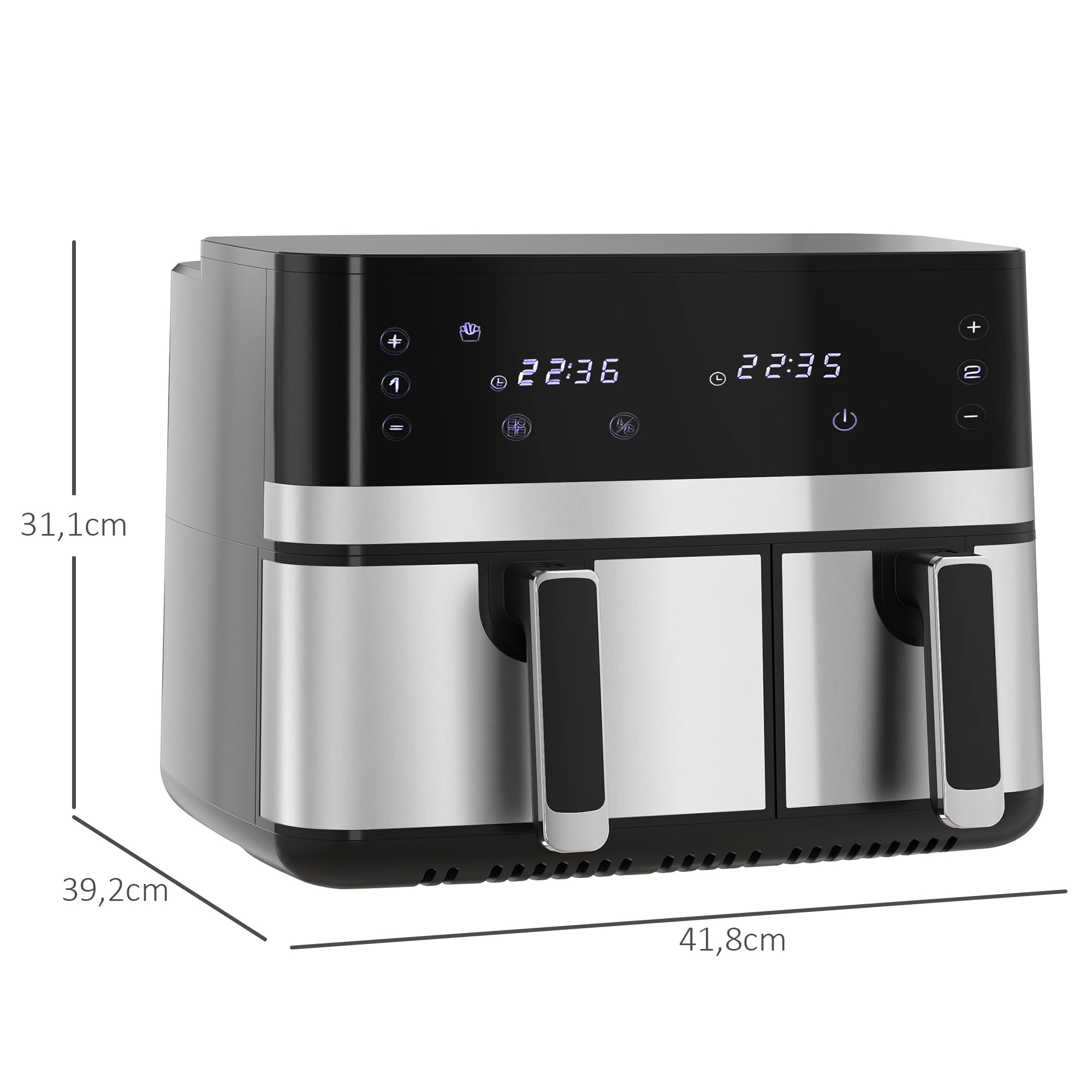 HOMCOM Friteuse à Air Sans Huile 8,5 L 2700 W 8 Programmes
