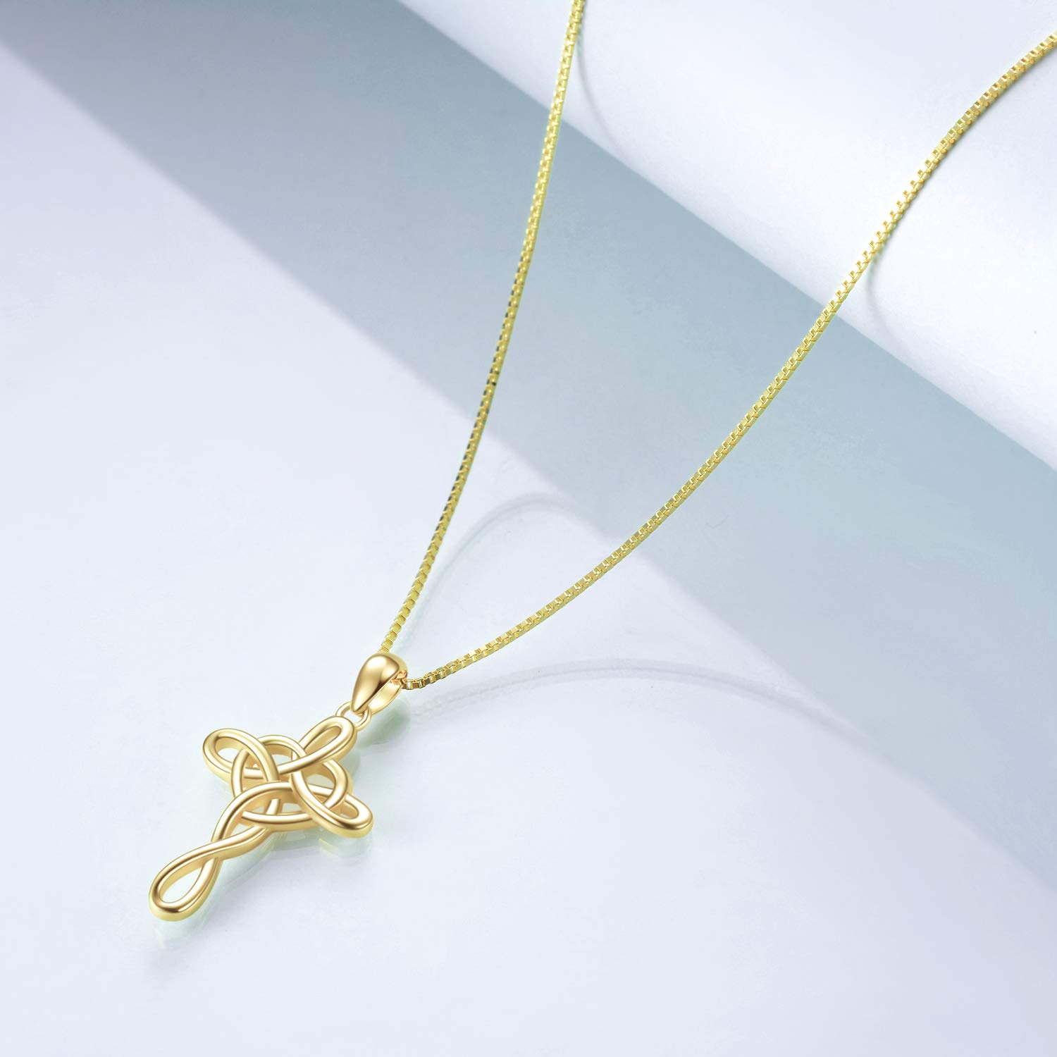 VONALA Kreuz Halskette Sterling Silber Keltischer Knoten Herz Kette Anhänger Schmuck für Frauen