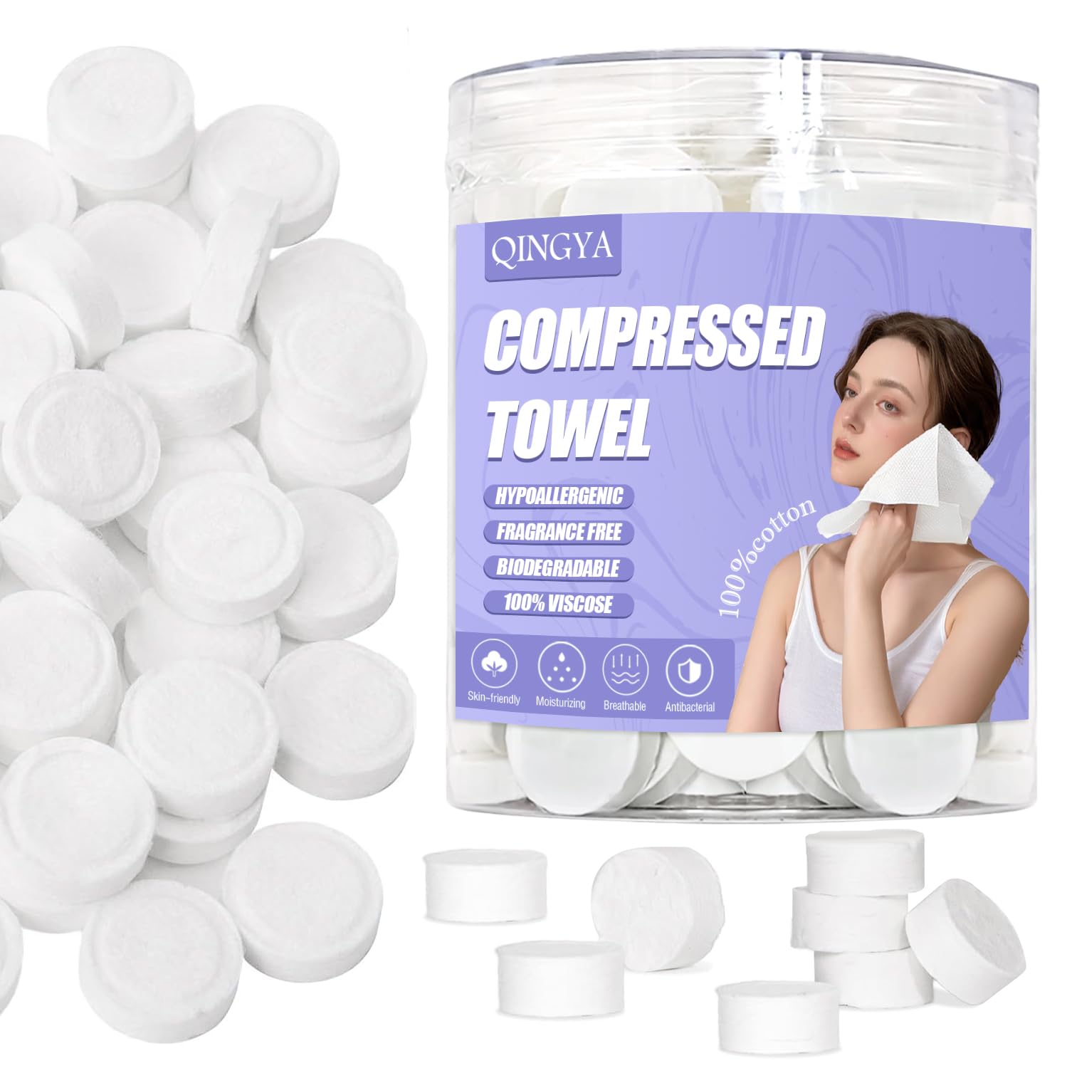 130 Pcs Compressed Towels Disposable Travel Towels - Portable Pure Cotton Towels for Emergency Kits, Outdoor Camping, Hotels And Hiking(White 130pcs)