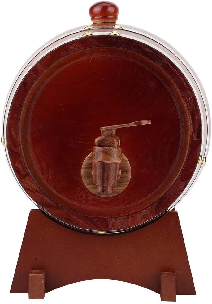 Whiskey Barrel,Wooden Beer Barrel, 3L Vintage Pine Wine Keg Wine Barrel Beer Keg Beer Dispenser for Bourbon, Wine,Tequila, Whiskey, Rum,etc(Dark Brown 3L)
