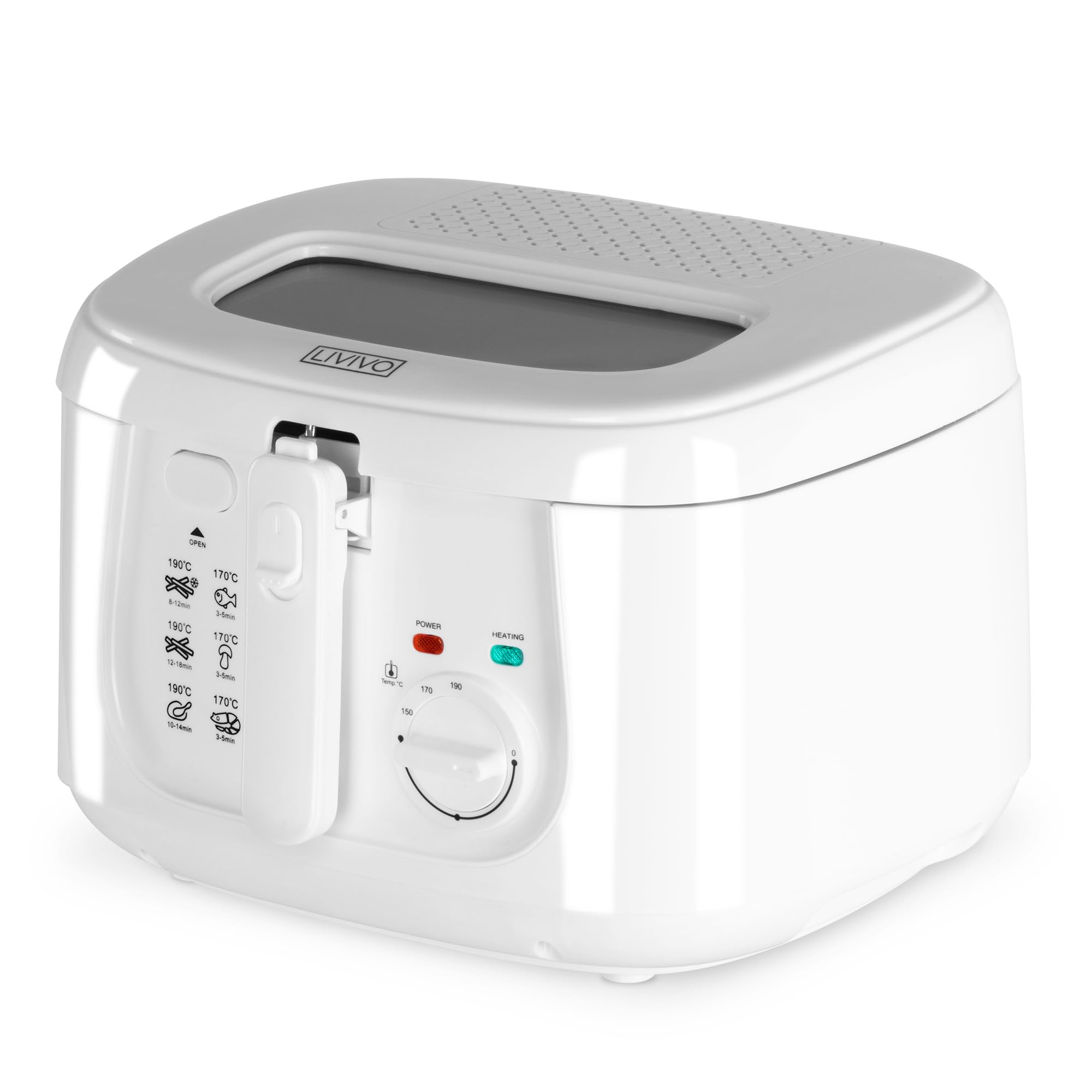 LIVIVO 2.5L Deep Fat Fryer – Electric Chip Fryer with Non-Stick Coating, Viewing Window, Built in Odour Filter and Removable Lid for Easy Cleaning – Compact Deep Fat Fryers Easy Clean - White — image 1