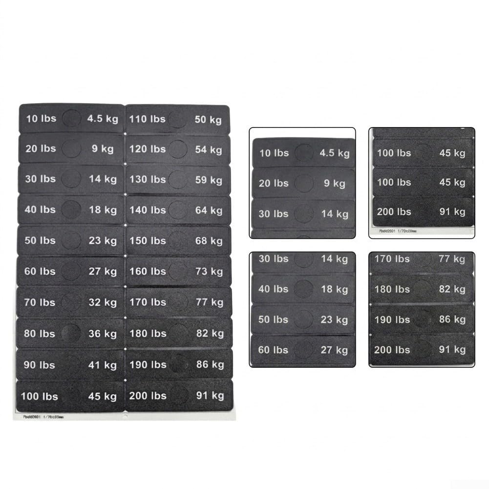 Etiquetas Peso Gimnasio 4.5-91kg Adhesivas Plástico(12 * 2 * 0.1cm)