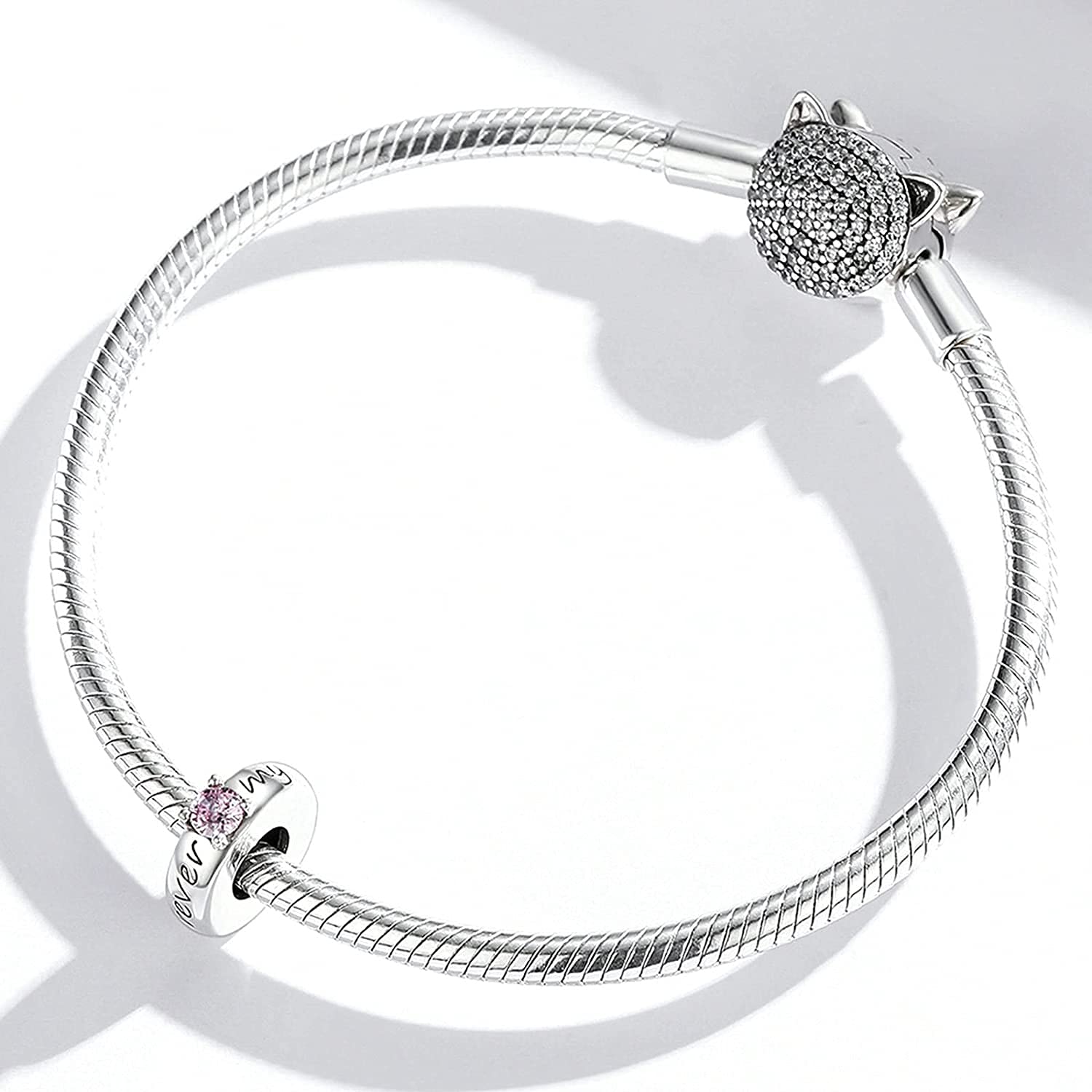 X&Z-XAOY S925 Sterling Silver Charm, Día De San Valentín Pink