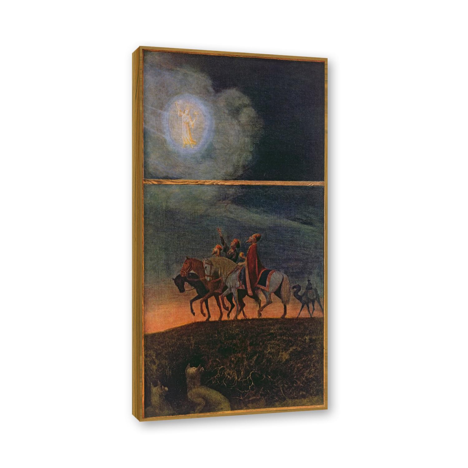 NHLDZYH Teak Frame. Hans Thoma Style Canvas Wall Art - (Untitled 31), German Romantic Realism Painting with Symbolic Nature, Rustic Country Home Decor. 60x120cm-23.7x47.3in