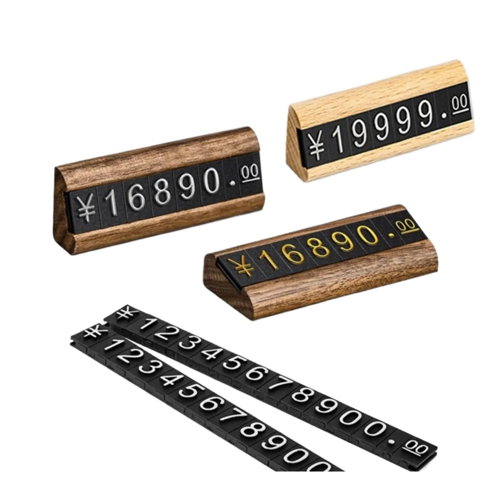 Solid Wood Products Price Tag 10pcs Mini Adjustable Number Commodity Jewelry Watch Digital Pricing Cubes Tags Wood Sign Holder Display For Retail Store Boutique Restaurant(Sabili White Number)