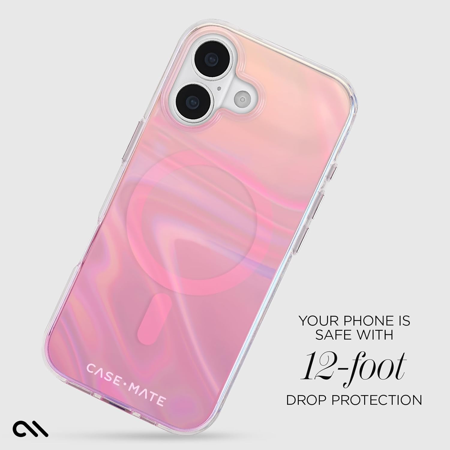 Case-Mate Soap Bubble iPhone 17 Case [Compatible with MagSafe] - Stylish Phone Case for Women with 12ft Drop Protection - Premium Magnetic Cover for iPhone 17 - Peach Iridescent