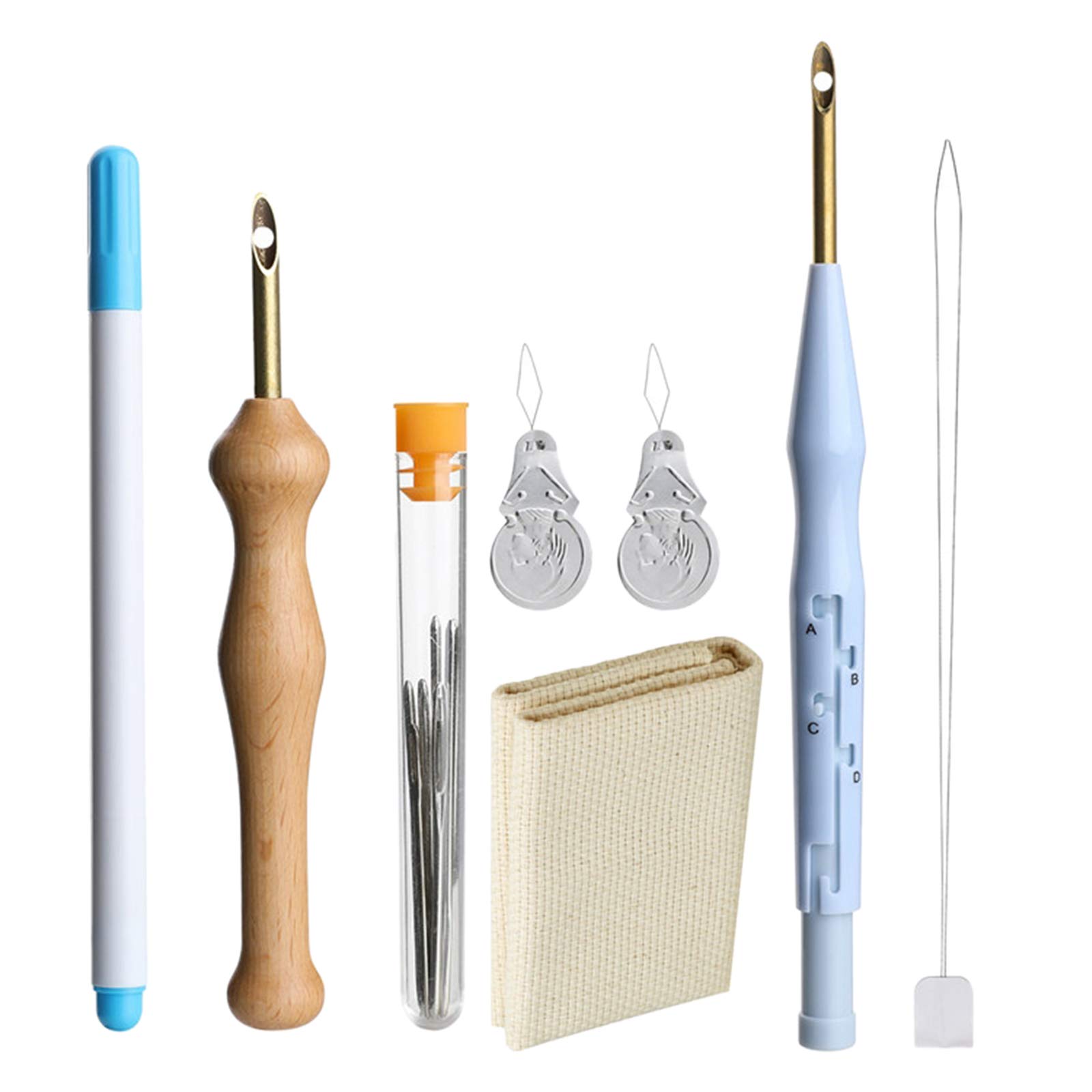 KBOLAE 7pcs Punch Needle Embroidery Kits Wooden Handle Tools Style 02