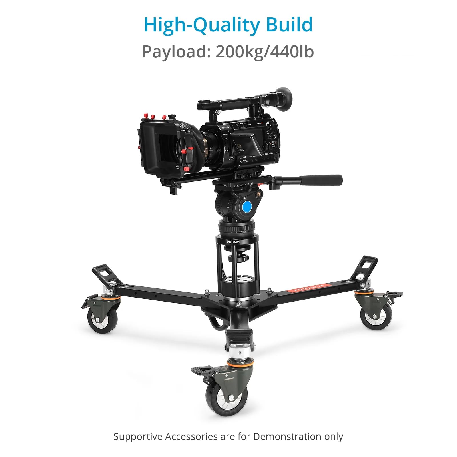 PROAIM Euro/Elemac Piastra di montaggio adattatrice standard industriale per dolly cinematografici, bazooka con base Euro, rigs telecamere, gru a bandiera. Carico utile fino a 200kg/440lb (EM-259-00)