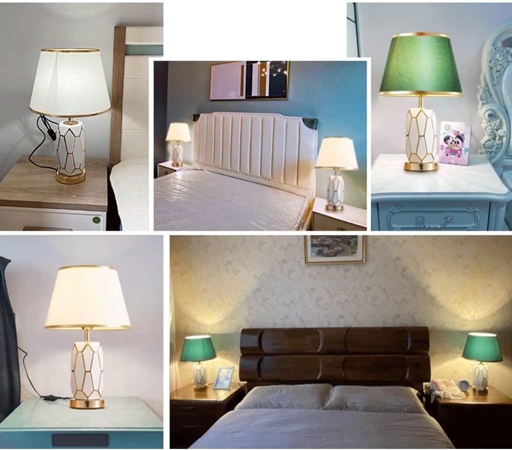 Lampy stołowe Nowoczesna ceramiczna lampa stołowa Nordic Light Luksusowa lampa biurkowa w kratkę Klosz z tkaniny w kształcie bębna Stolik nocny Lampki nocne do salonu Gabinet Biuro Dom wiejski
