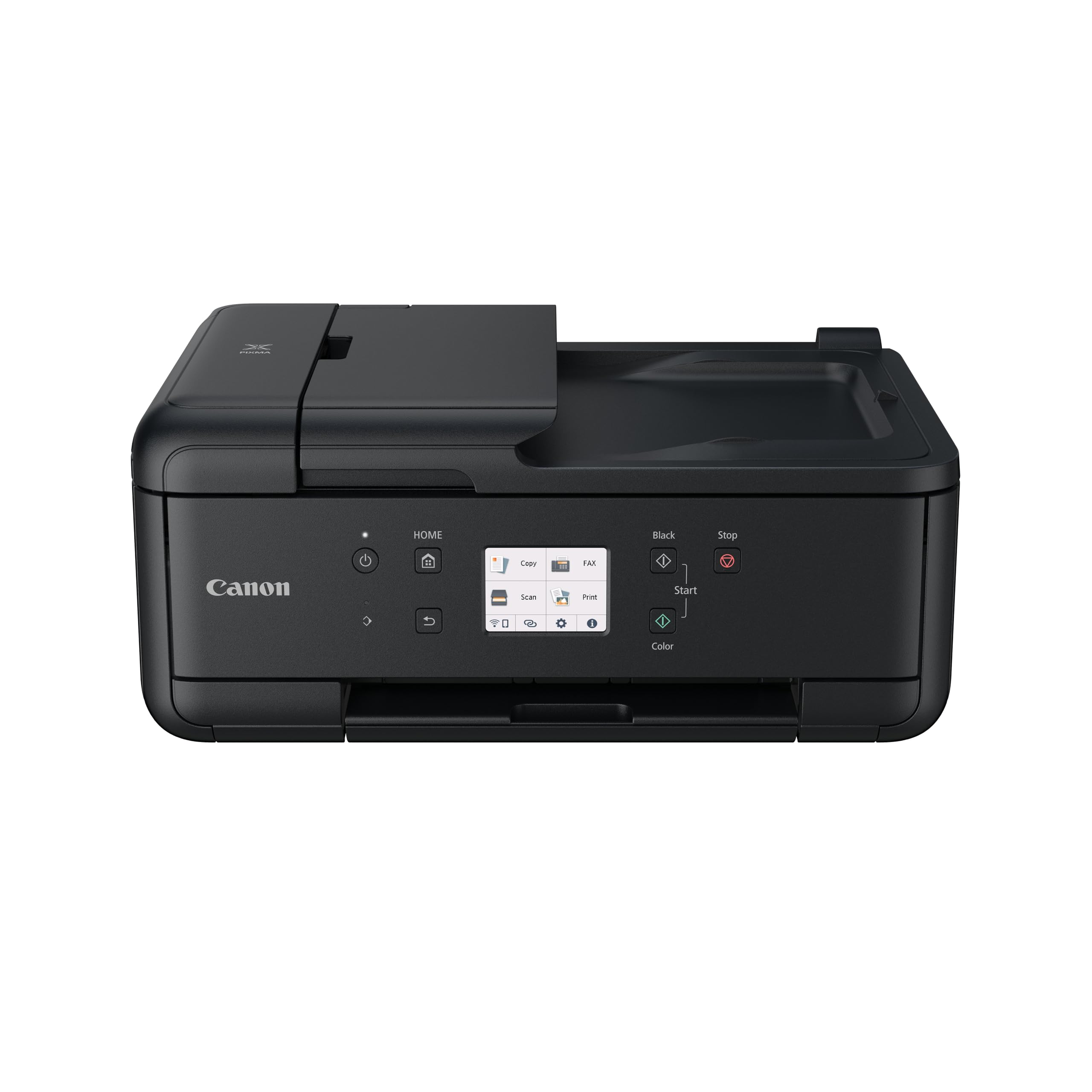 Canon Pixma TR7650 4-in-1 Multifunction Printer, Inkjet System, Copy, Print, Scan, Fax, WiFi, 5 Independent Ink Cartridges, ADF 20 Sheets, Touch Screen, A4, Black