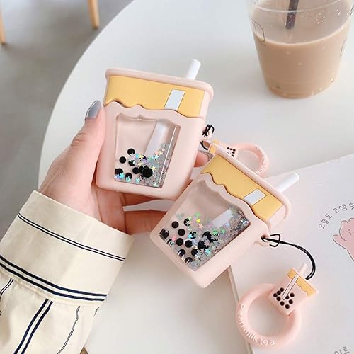 Miniatura 3 de Funda compatible con AirPods 1st 2nd Boba Milk Tea, funda protectora de silicona para mujer, diseño de dibujos animados 3D de dibujos animados