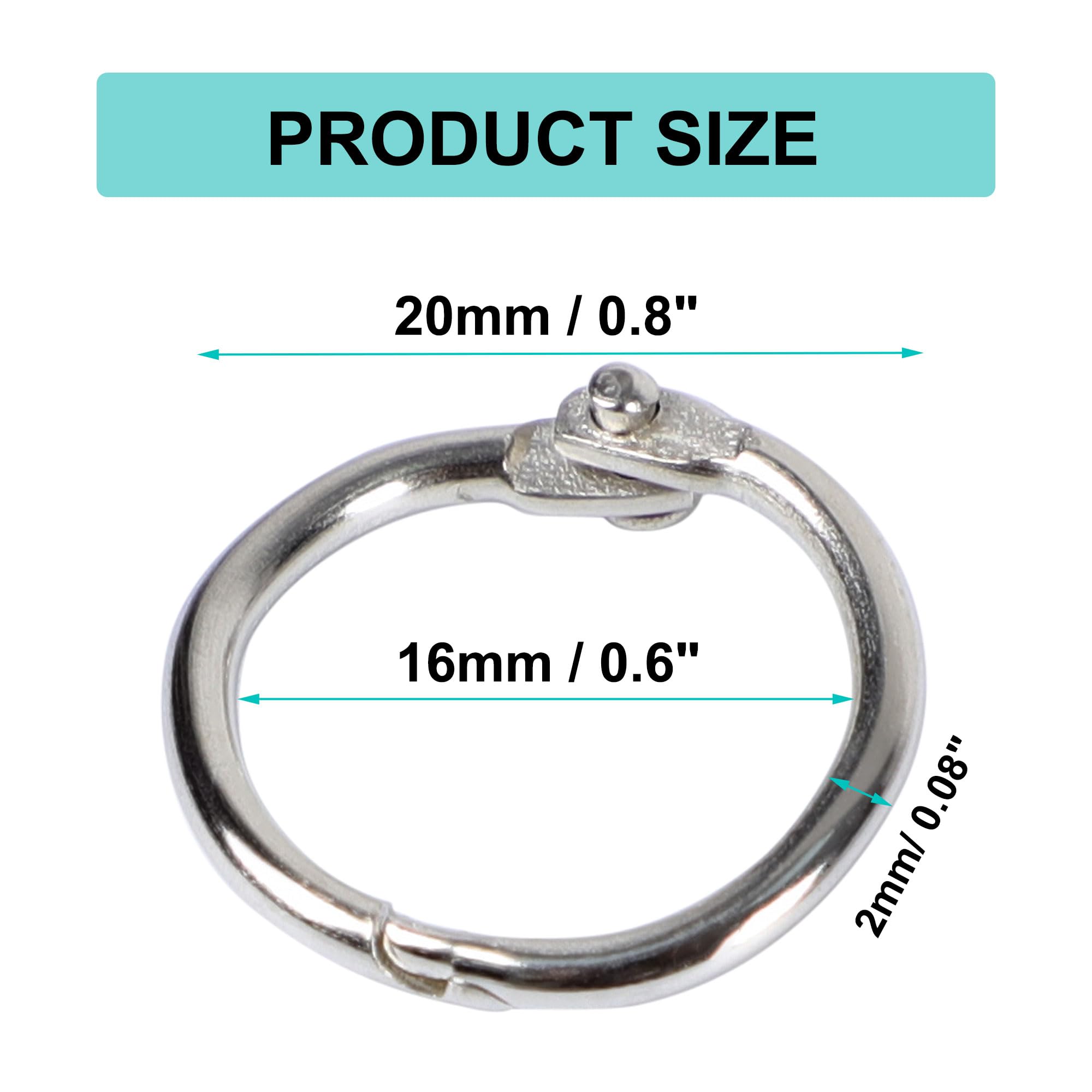 Amazon | uxcell バインダーリング 20個 20 x 2mm 金属製