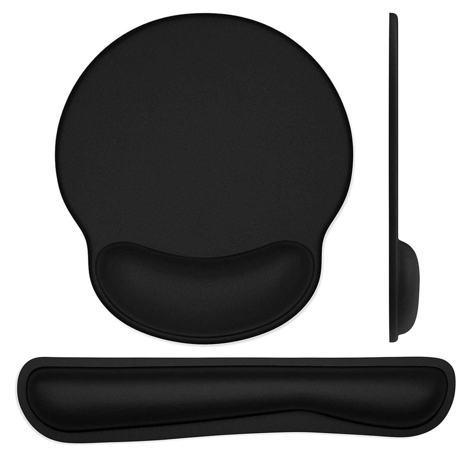 hzkais Keyboard Wrist Rest and Mouse Mat Set, Wrist Rest Mat, Ergonomic Keyboard Wrist Support, Comfortable Memory Foam Mouse Mat with Wrist Cushion Support for Computer Home Office Gaming, Black