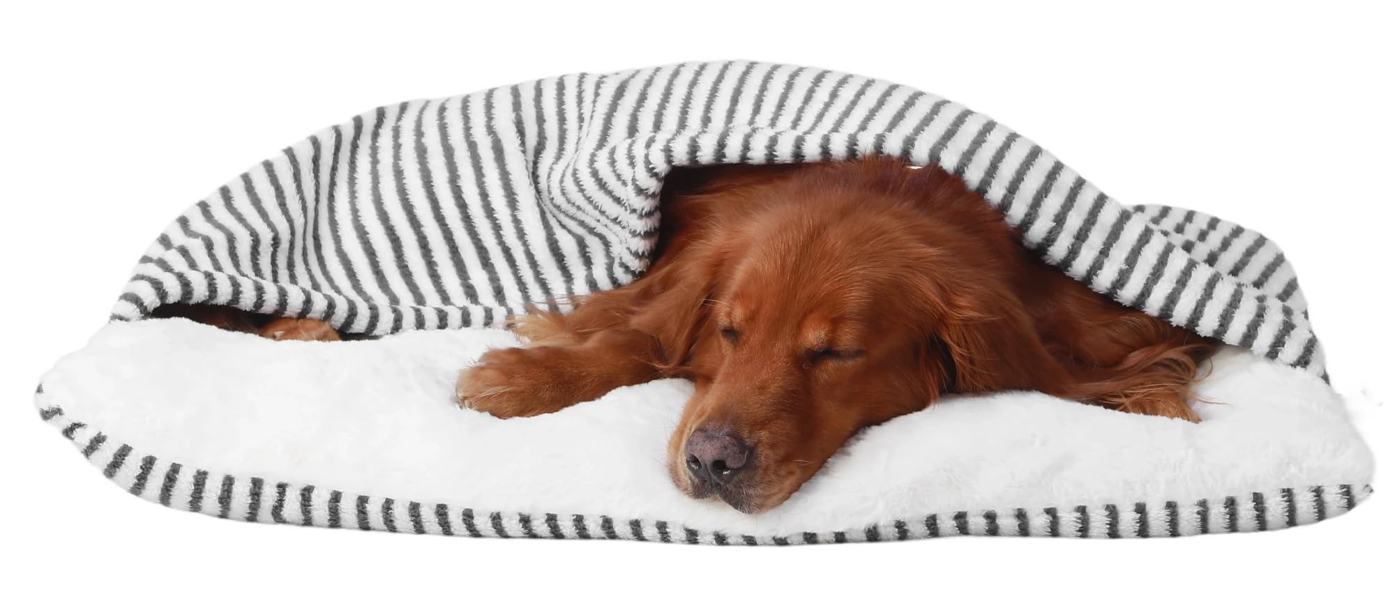 Cama Ortopédica Perro/Gatos con Manta, Sacos de Dormir del Perro, Cama Perros Capucha Invierno, Suave Fuzzy Cómoda Cama Perro Sofá para Mascotas Pequeñas y Medianas(Stripe,50x40x18cm)