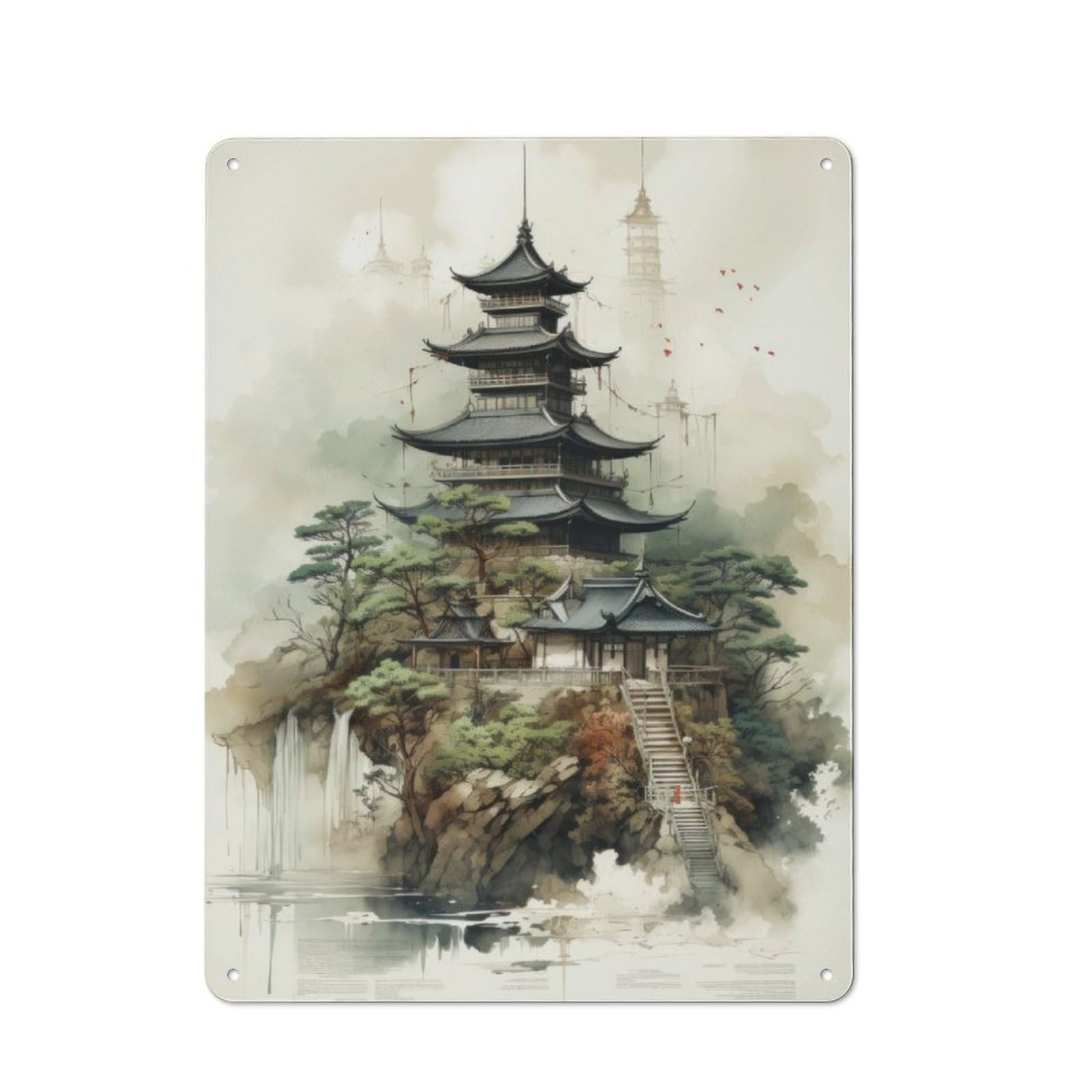 Junmoney Japan Landscape For Garden Room Or Summerhouse, Retro Tin Sign 40X30cm, Suited To Wall Displays In Garden Rooms And Summerhouses