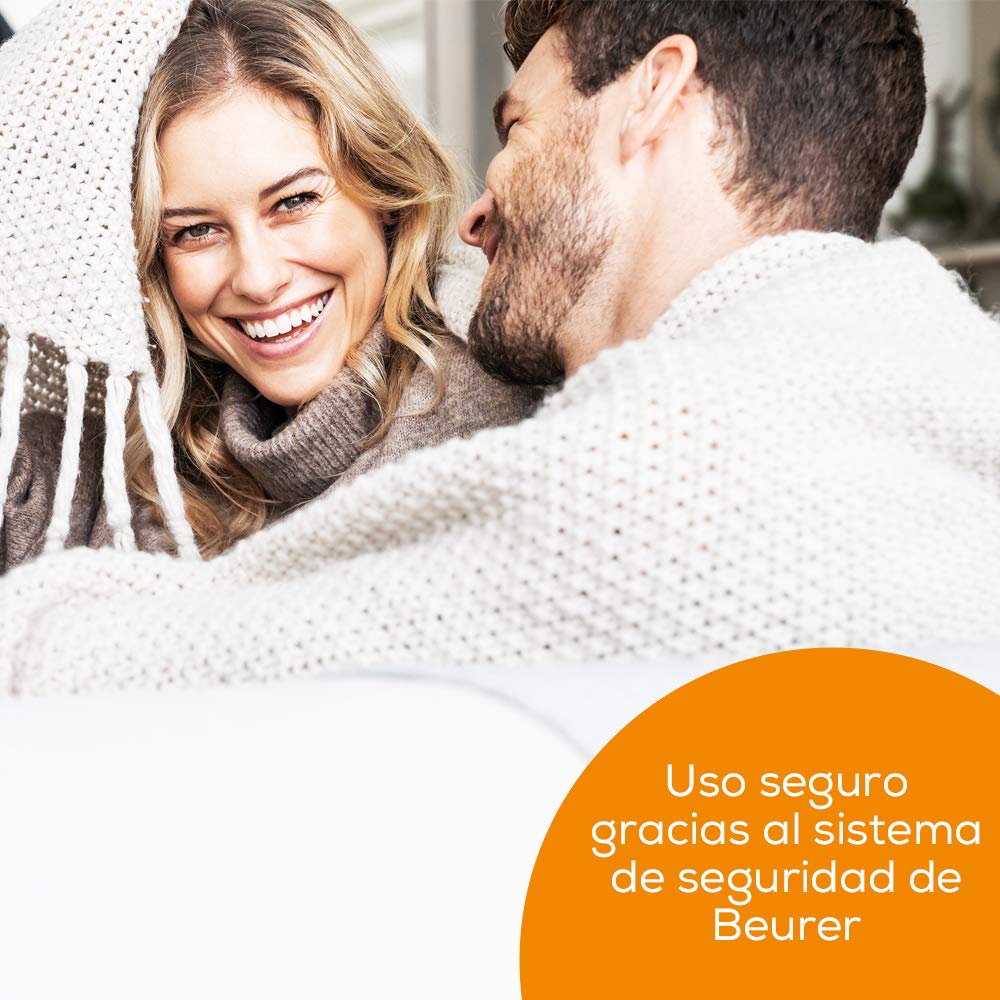 Beurer TS 15 Calientacamas con sistema de seguridad automático de forro polar suave y con 3 niveles de temperatura, fácil fijación en la cama y el colchón, lavable a 30⁰, 150 x 80 cm, blanco