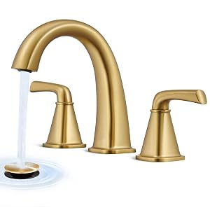 Gold Bathroom Faucet Brushed Gold Bathroom Faucet Brass Sink Faucets Bathroom Faucet 3 Hole Brushed Nickel with Pop