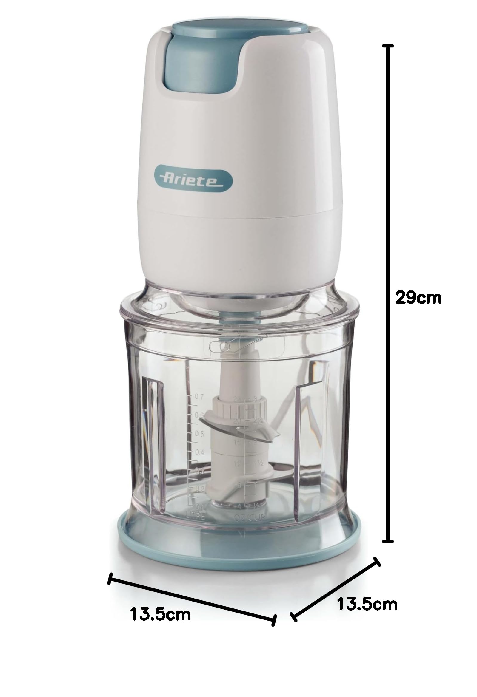 Ariete 437 Tritatutto Breakfast, Chopper, 400W, Capacità 700ml, 4 lame in acciaio inox, 2 velocità, Base antiscivolo, Bianco