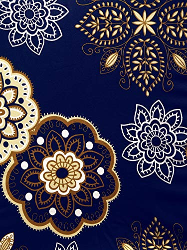 Image of Cortina Dining Chair Slipcovers | Protection Chair Covers | Floral Printed, Removable, Washable | Universal Fit Soft Stretchy Polyester Spandex | Living Room, Kitchen, Party | Pack of 1, Navy 4