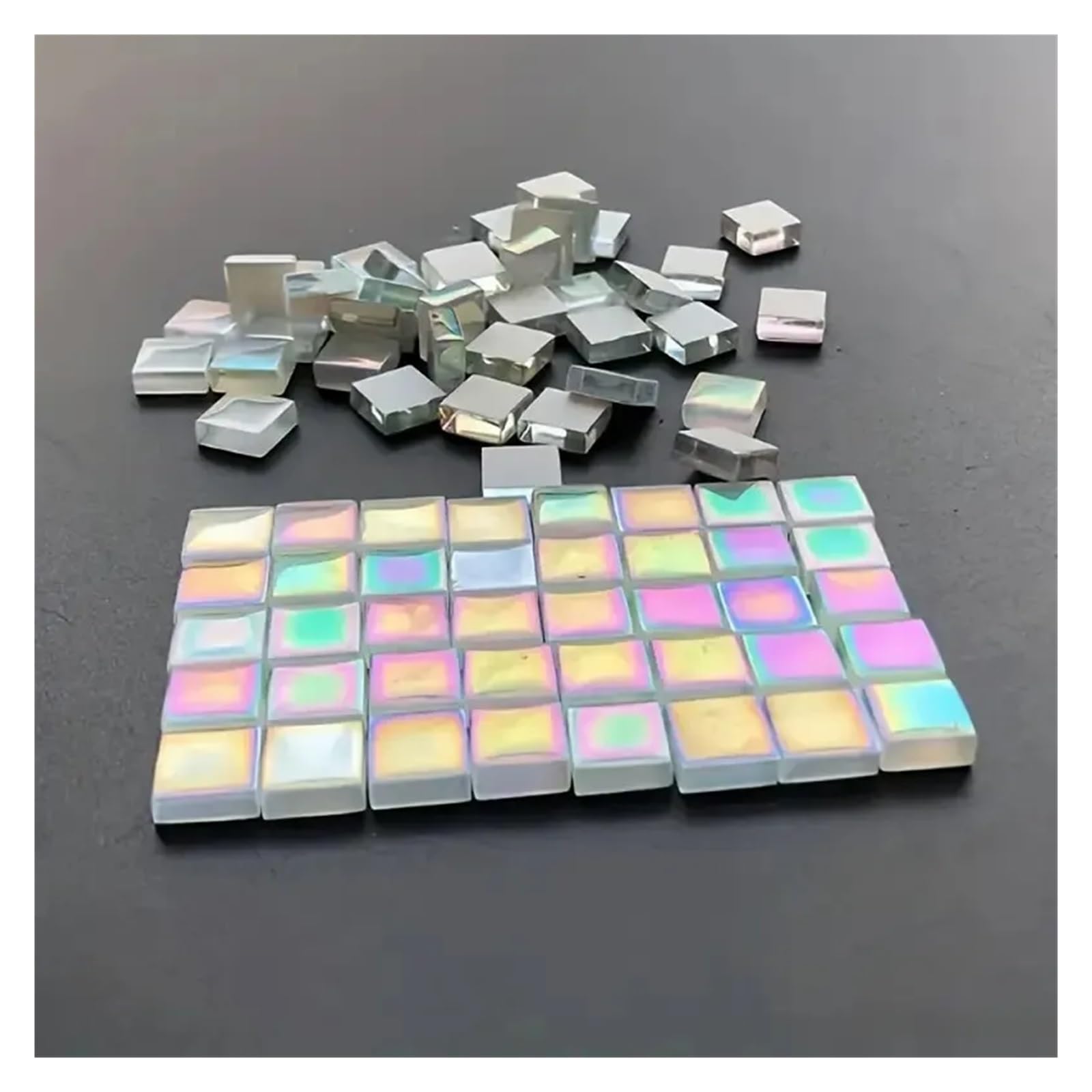 Metaliczny połysk Ceramika Mozaiki 100 szt. 1,0x1,0 cm Biały Zielony Niebieski Dekoracja Materiał do majsterkowania(100pcs Greenblue)