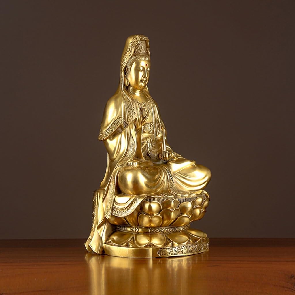 Posąg Buddy do wnętrz Dom Mosiądz Guanyin Statua Buddy Salon Studium Rzemiosło Guanyin Ozdoby na parapetówkę Prezent Medytująca Statua Buddy Figurka Rzeźba