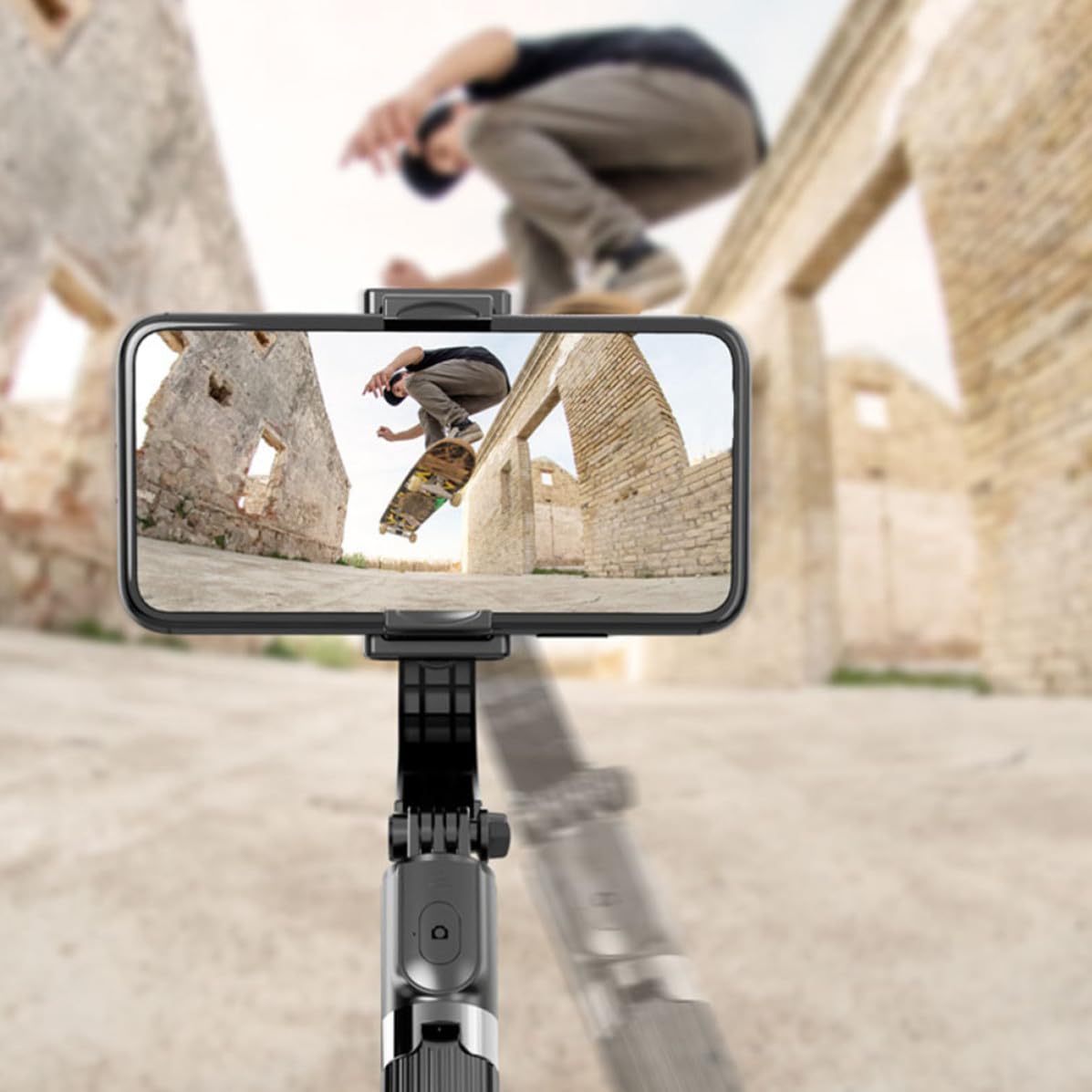 Ciieeo Stabilisateur de Téléphone Antichoc, Perche Selfie Trépied, Abs, Batterie 450mah, Noir, pour Live Streaming, Web Celebrity