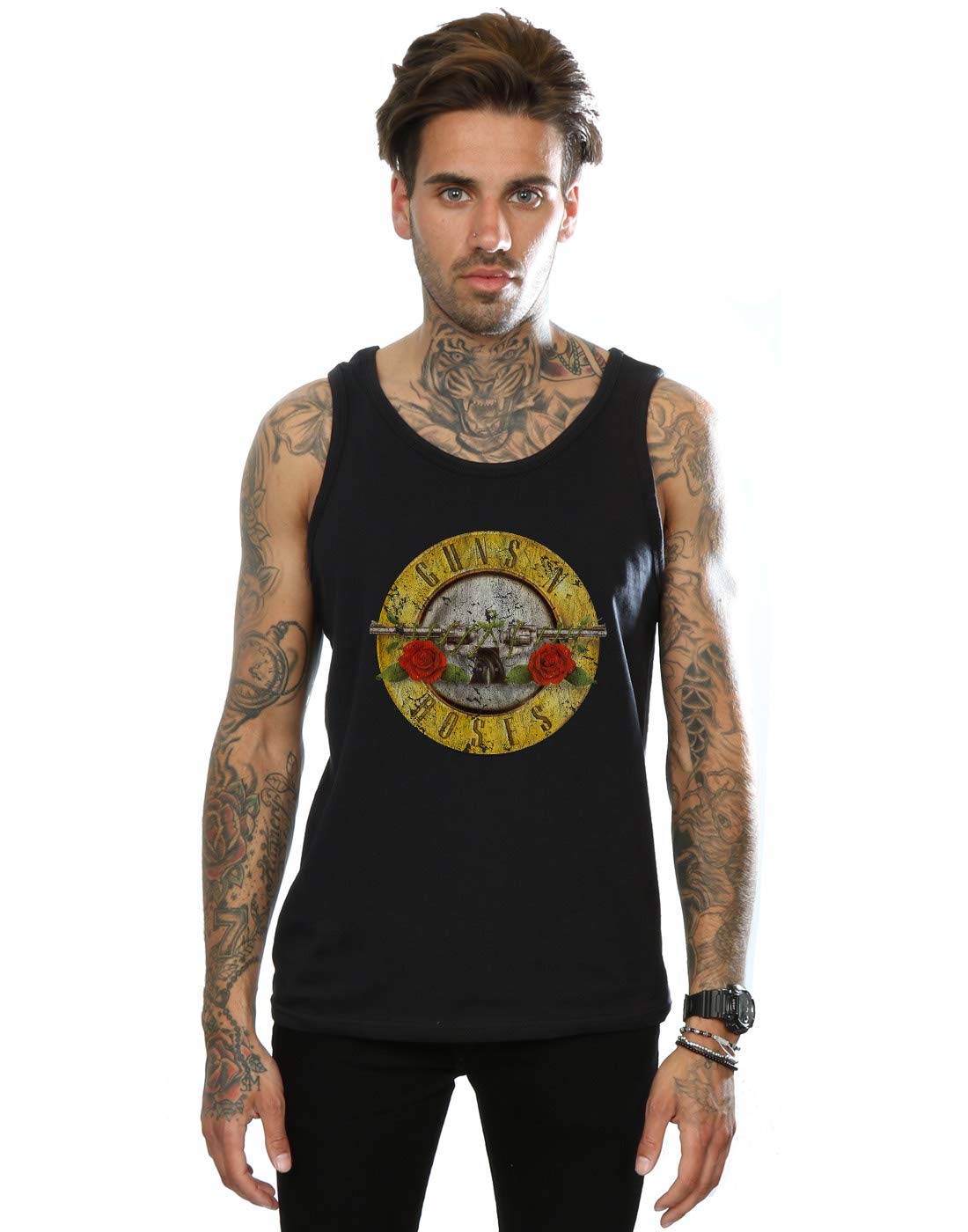 Absolute Cult Men's Black Guns N Roses Bullet Logo Vest Medium