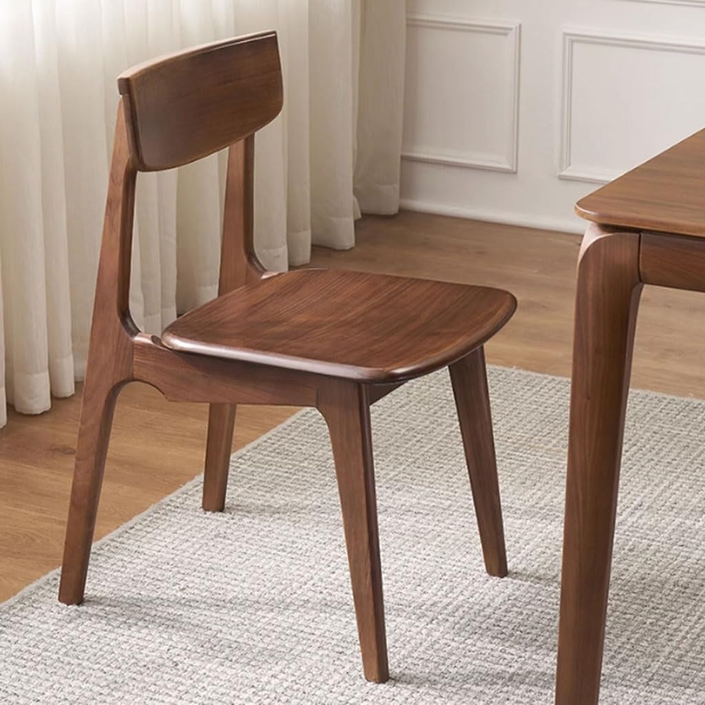 Comfortable Desk Chair Solid Wood Home Leisure Chair Armless Dining Chair Walnut Color Backrest Kitchen Chair Size: 17 Inches Home Office Desk Chairs(B)