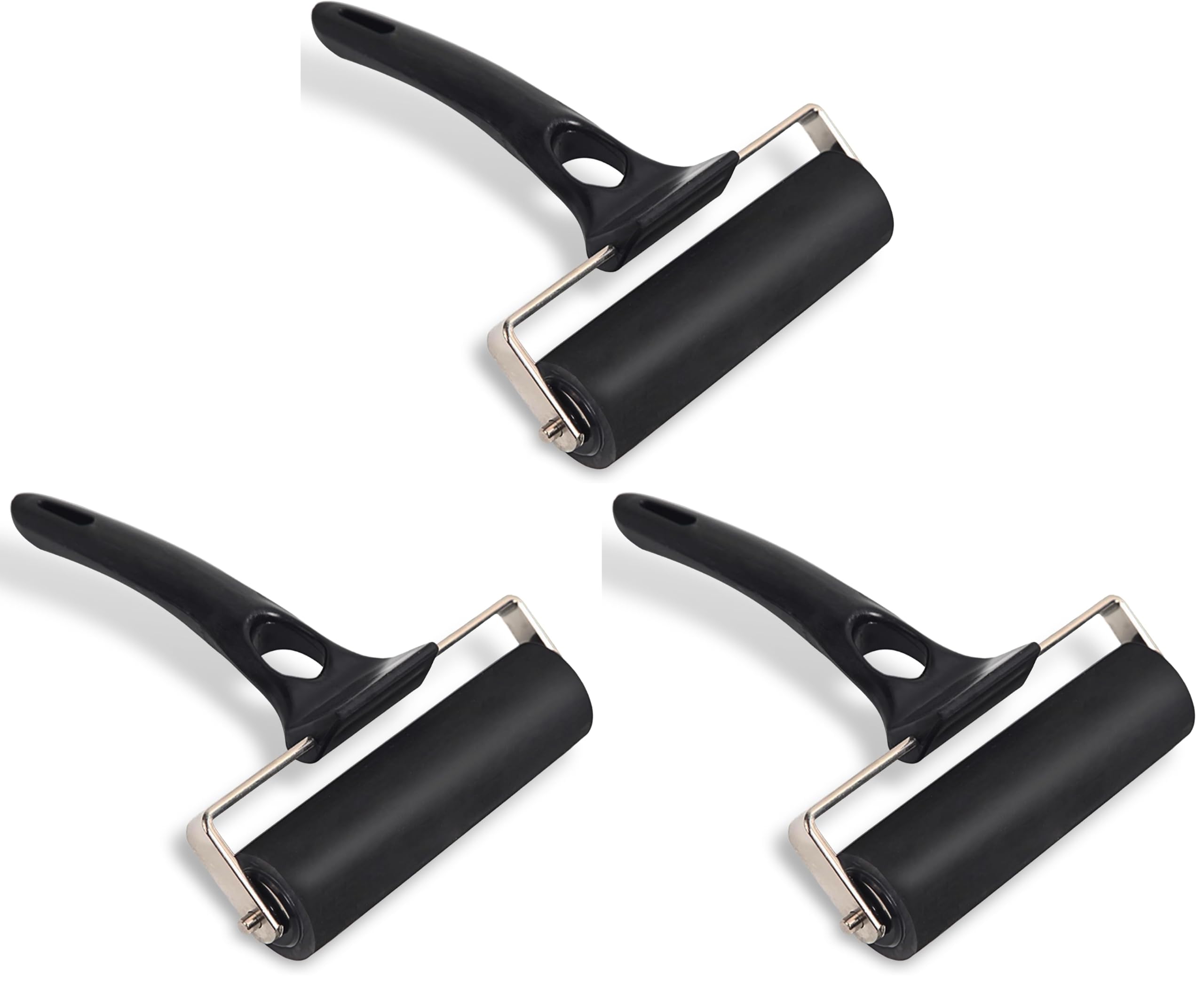Falling in Art Rubber Roller Brayer for Crafting - Ink Roller Tool for Printmaking, Glue, Block, Wallpaper, Vinyl, Stamping, 4 5/7 Inches (Pack of 3)