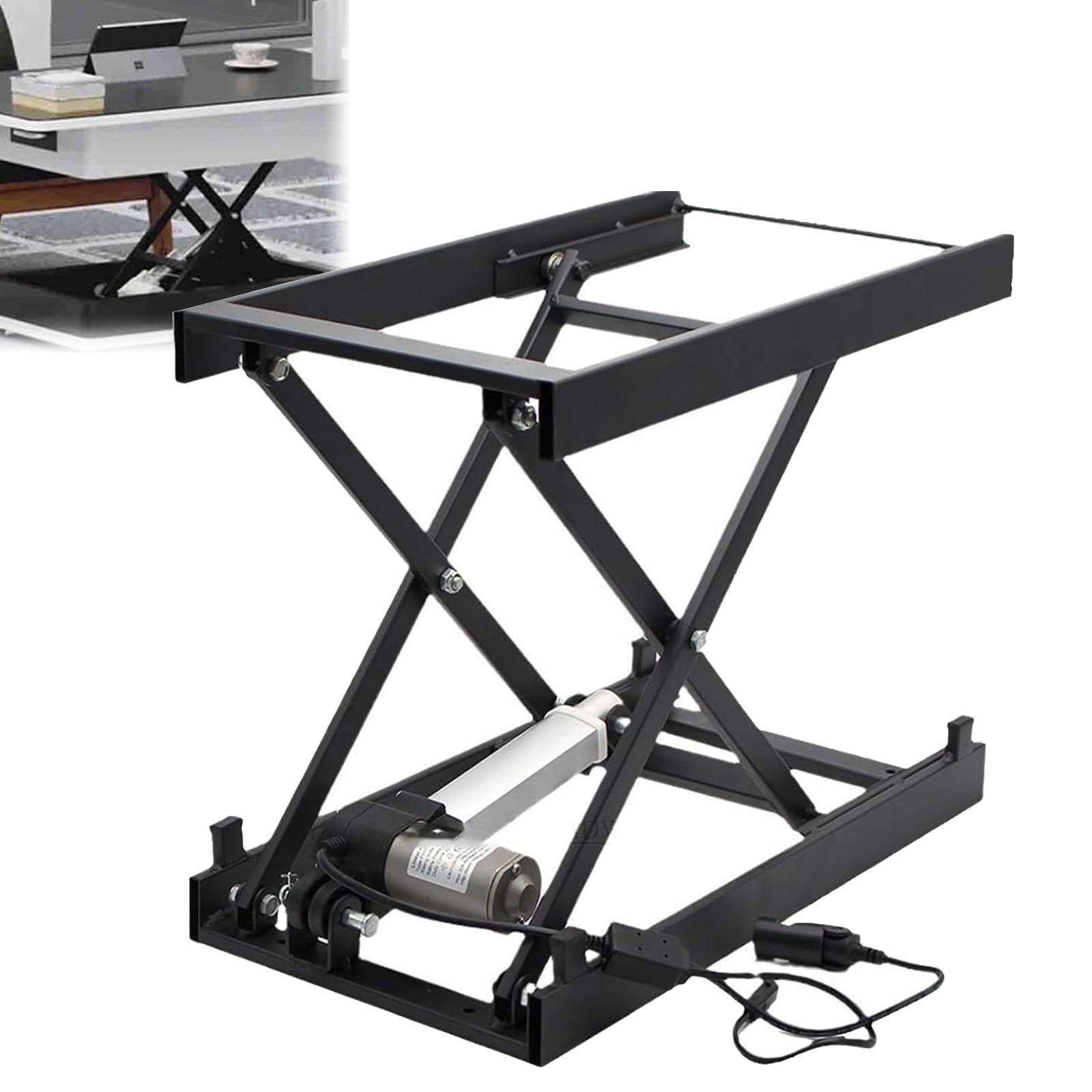 Höhenverstellbarer elektrischer Couchtisch, Scherenhubtisch mit Dual-USB-Anschlüssen & Vollkupferkernmotor, moderne DIY-Möbel für Wohnaccessoires