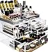 Sorbus Acrylic Cosmetic Makeup and Jewelry Storage Case Display with Silver Trim - Spacious Design - Great for Bathroom, Dresser, Vanity and Countertop (Silver Set 1)
