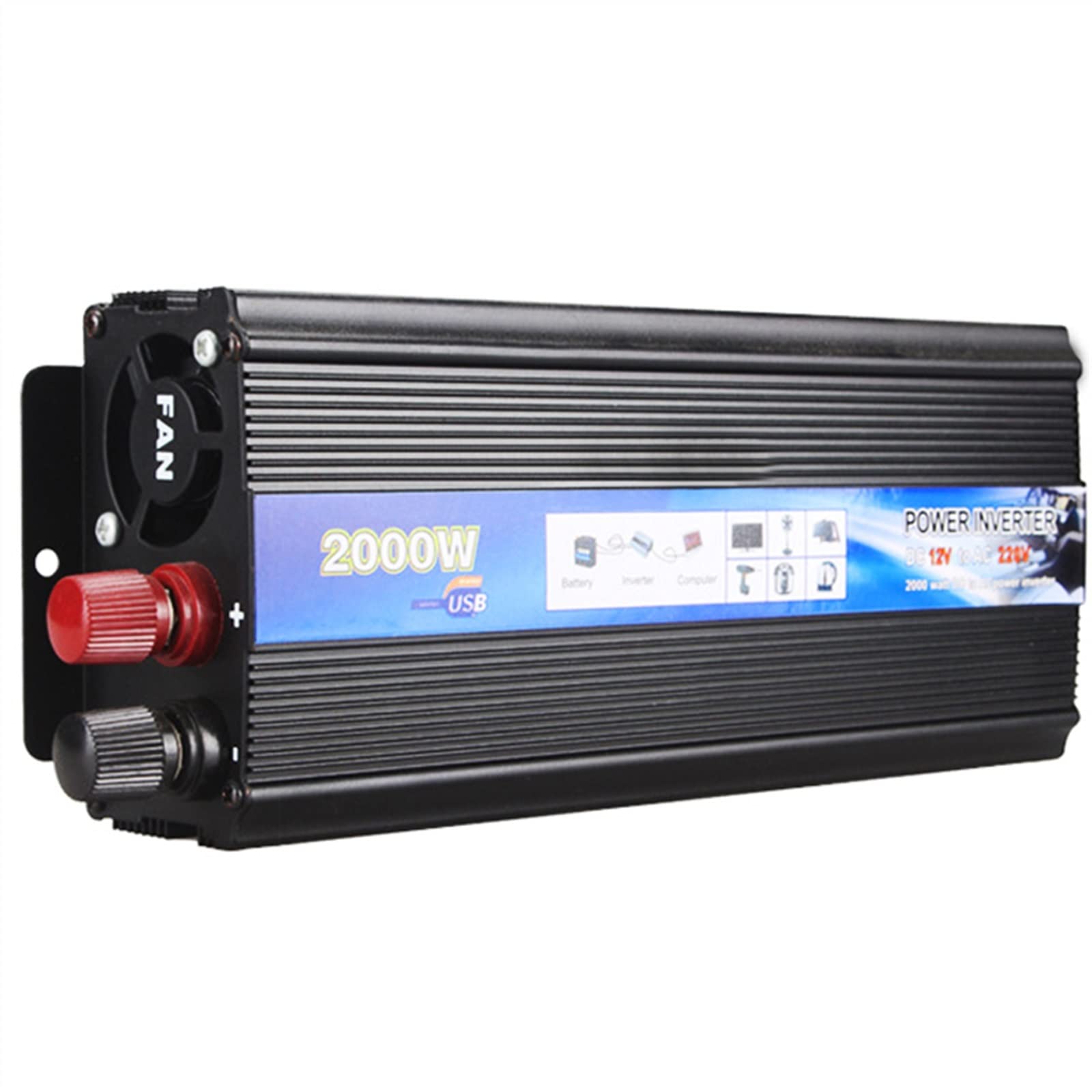 CUDTAPI Inverter DC 12V to AC 220 Power Inverter 3000W 2000W 1000W Portable Car Power Bank Voltage Converter Solar Inverters(2000W)