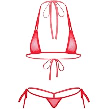 iiniim Ladies Micro Bikini Swimwear Sexy Lingerie Top and Bottom Set Women's Underwear Fashionable Sheer Mini Bra Bikini Thong Seaside Wear