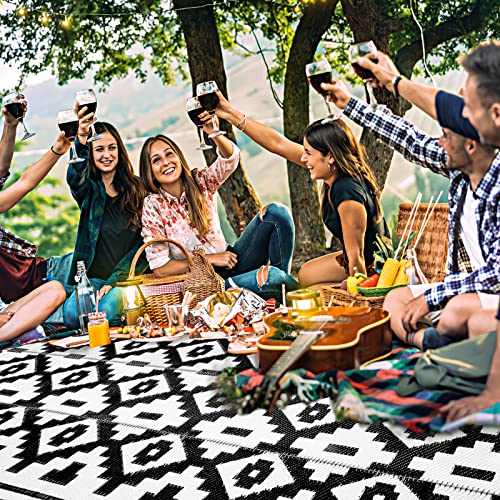 Loninak Outdoor Rug Carpet, Plastic Straw Rug, Waterproof Outdoor Rugs, Patio Rug for RV, Trailer, Beach Camping, Backyard, Deck, 4 Stakes and Carry Bag Included, 5' x 8' - Image 7