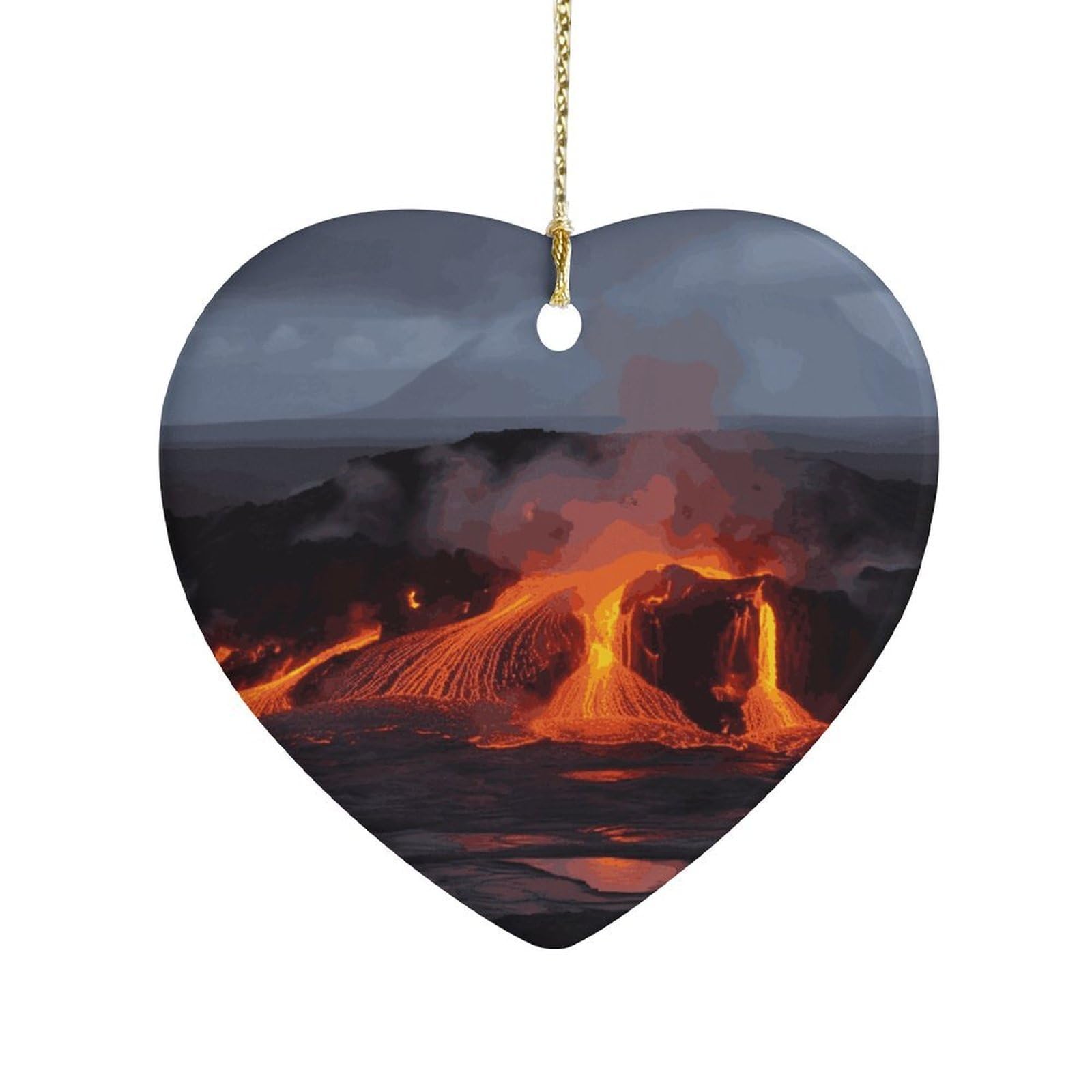 Fekiloot Style Kilauea Volcano Ceramic Ornament Home Decor Keepsake