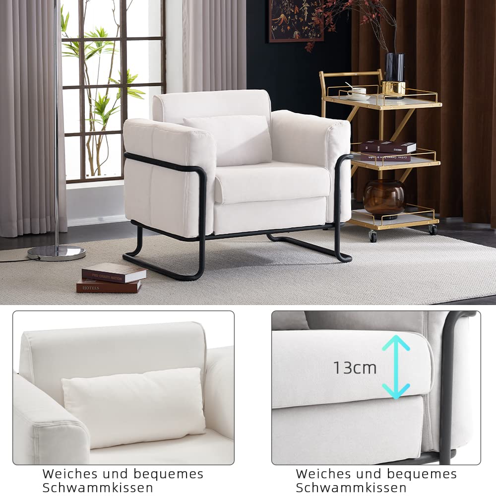 Mingone Sessel Wohnzimmer Loungesessel Sofa 1 Sitzer Relaxsessel Polstersessel Gepolsterter Cocktailsessel Schlafzimmer Design Creme