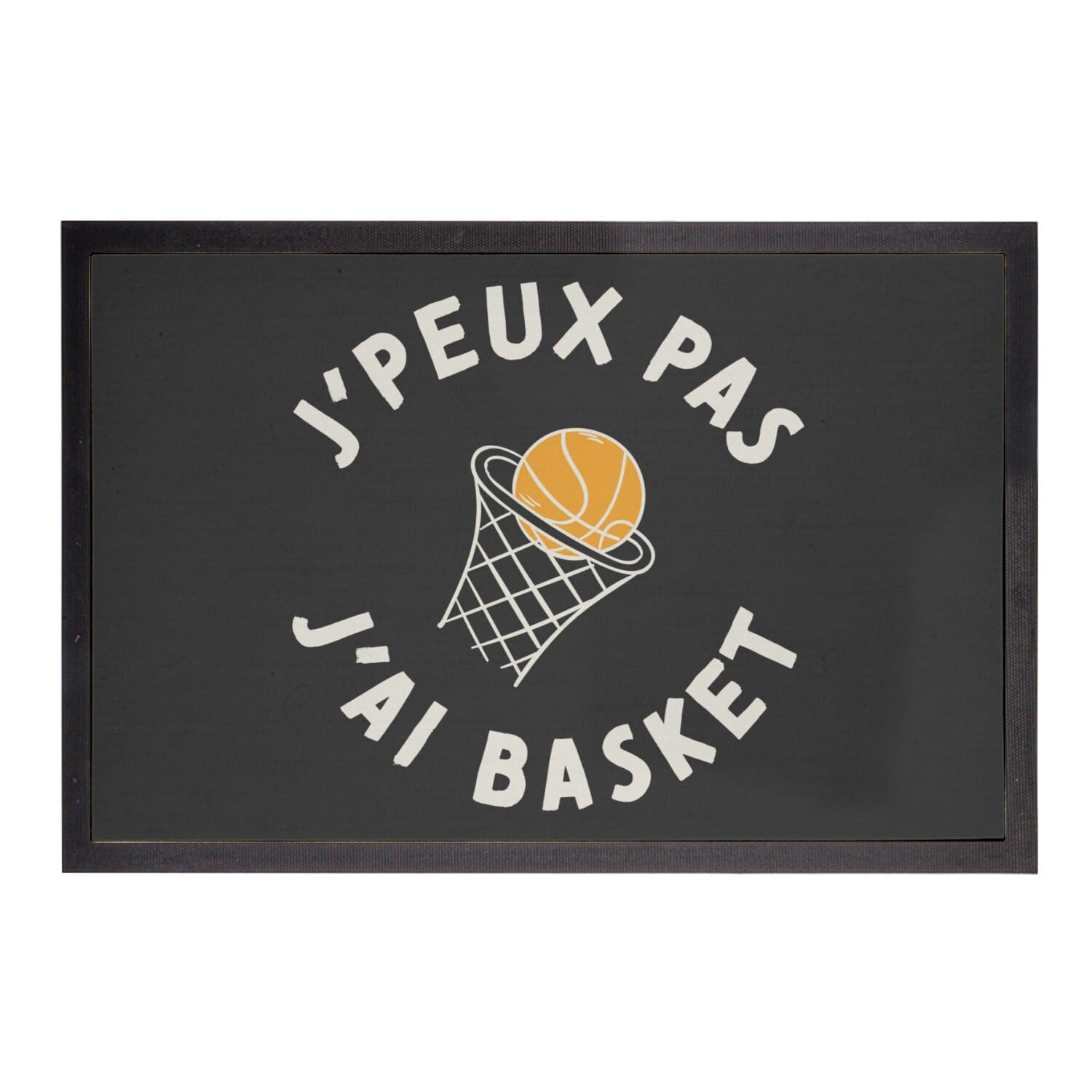 Paillasson basket sport noir 60x40cm tapis entrée panier de basket