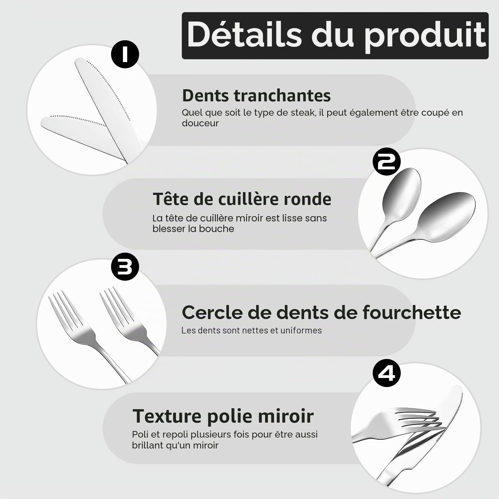 Set de Couverts de Camping pour 4 personnes, Portable Vaisselle Camping Inox pour Randonnée, L'escalade et Plein Air, avec couteau, fourchette, cuillère et assiette dans un sac de transport
