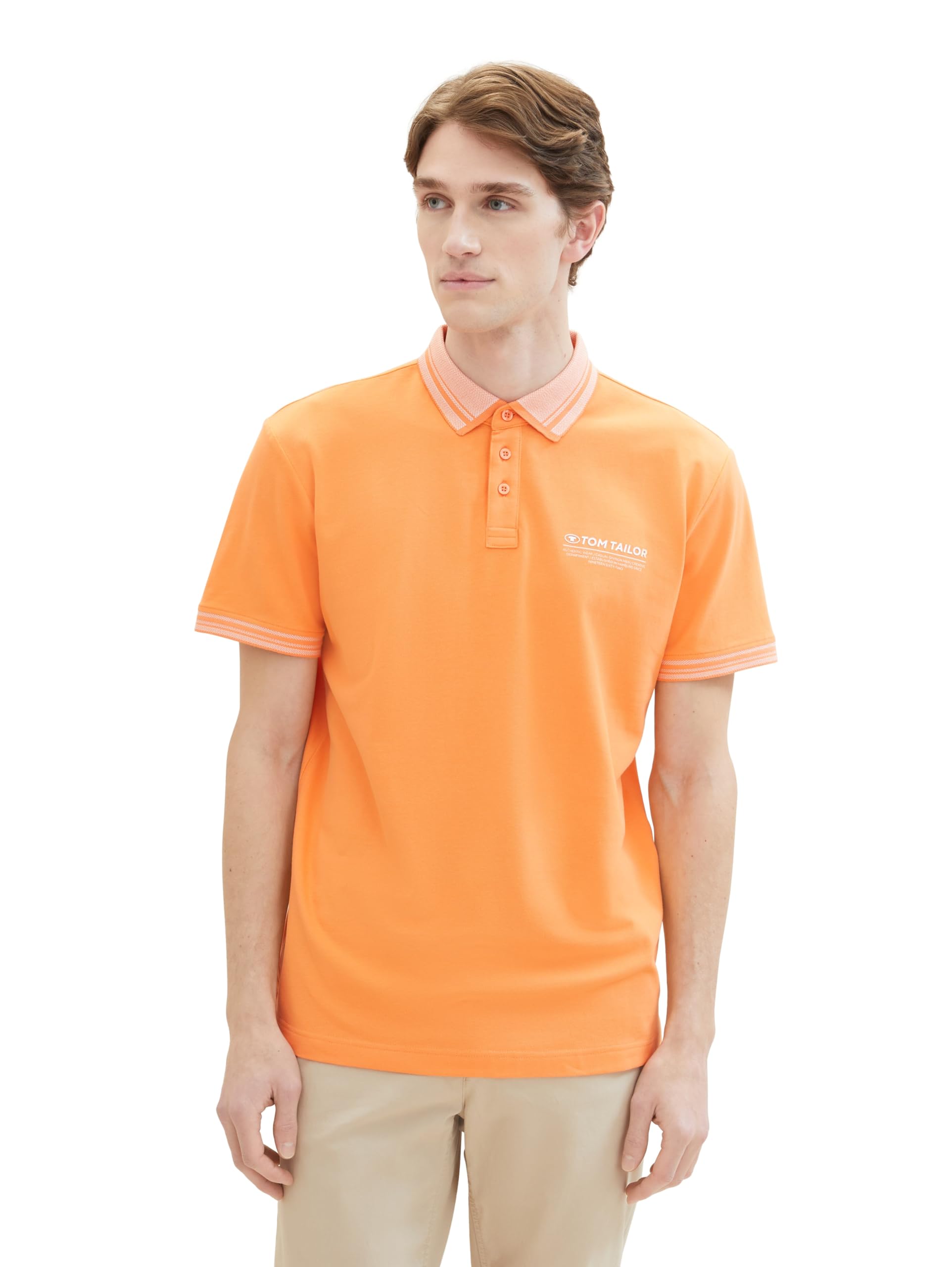 TOM TAILOR Men's Basic Pique Polo Shirt with Logo Print