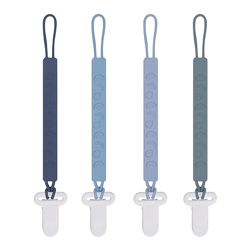Miniatura 13 de Soporte de clip para chupete de silicona con diseño de una pieza para bebés, niños y niñas, paquete de 4 correas flexibles para paci, clips Binky,