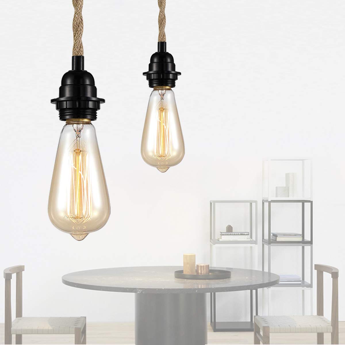 Industrial 15ft Pendant Light Cord Hanging Light Kit with Switch Plug