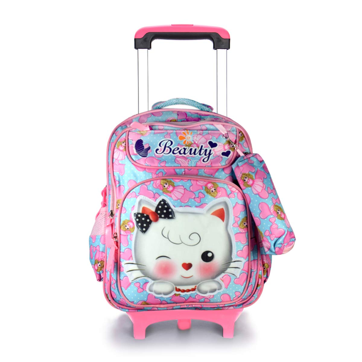 Tinytot Hello Kitty Printed Design School Bag 26 Litre, Stylish & Trendy Water Resistant High Storage School Collage Travel Backpack for Boys & Girl, 18 Inch with Trolley