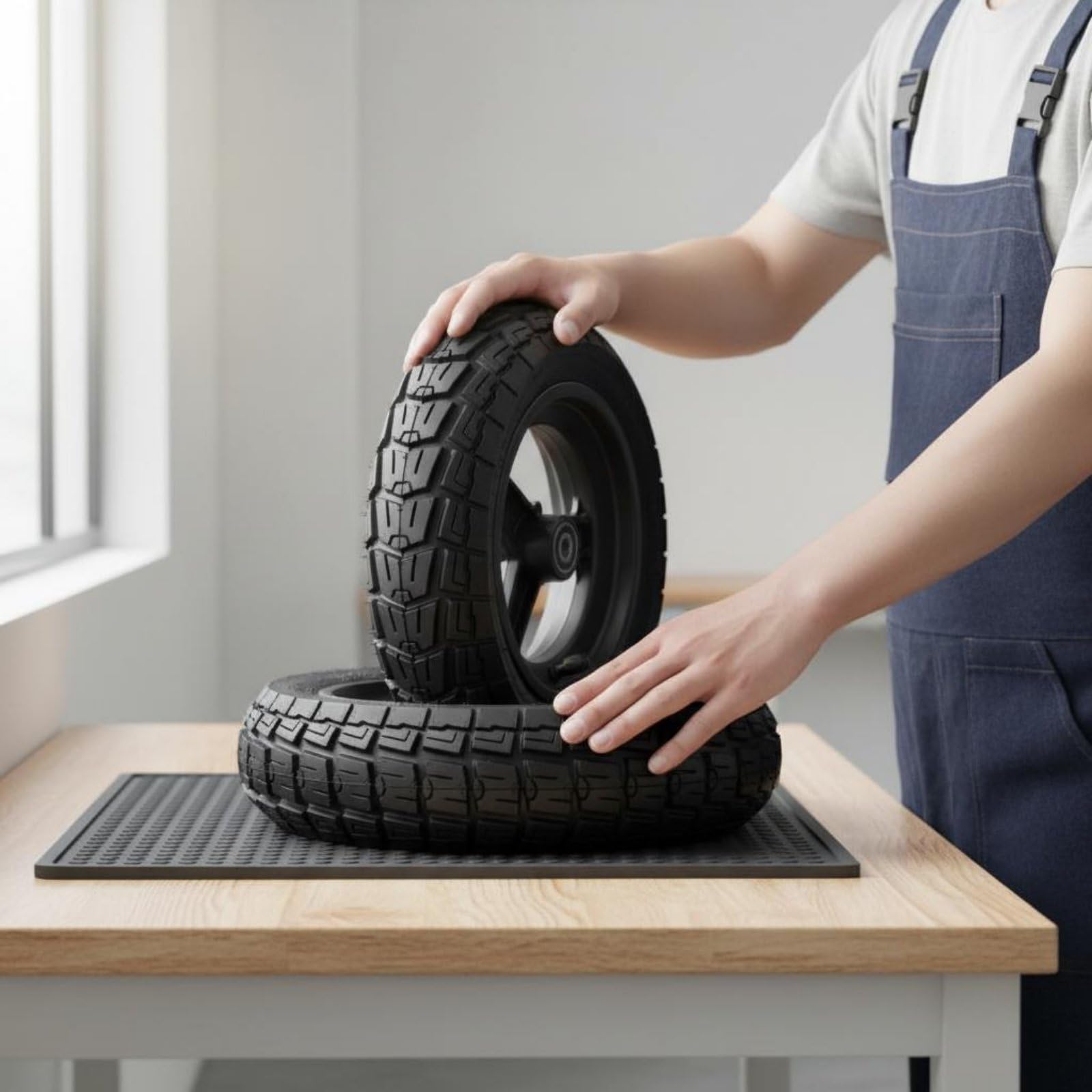 Ruota Monopattino Elettrico Ruota Anteriore Completa Cerchio Mozzo Tubeless Pneumatica Spessa Presa Trattrice in Alluminio Lega Gomma Adatta a Pendolari Tragitti Urbani Spostamenti