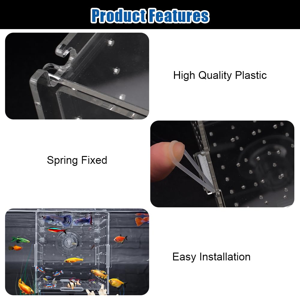 10 × 10 × 10cm Allevamento per Acquario con Ventosa, Mini Terrario per Insetti, Piccola Acrilico Scatola di Allevamento, Trasparente Sala Parto Acquario, per L'isolamento, la Schiusa, la Piscicoltura