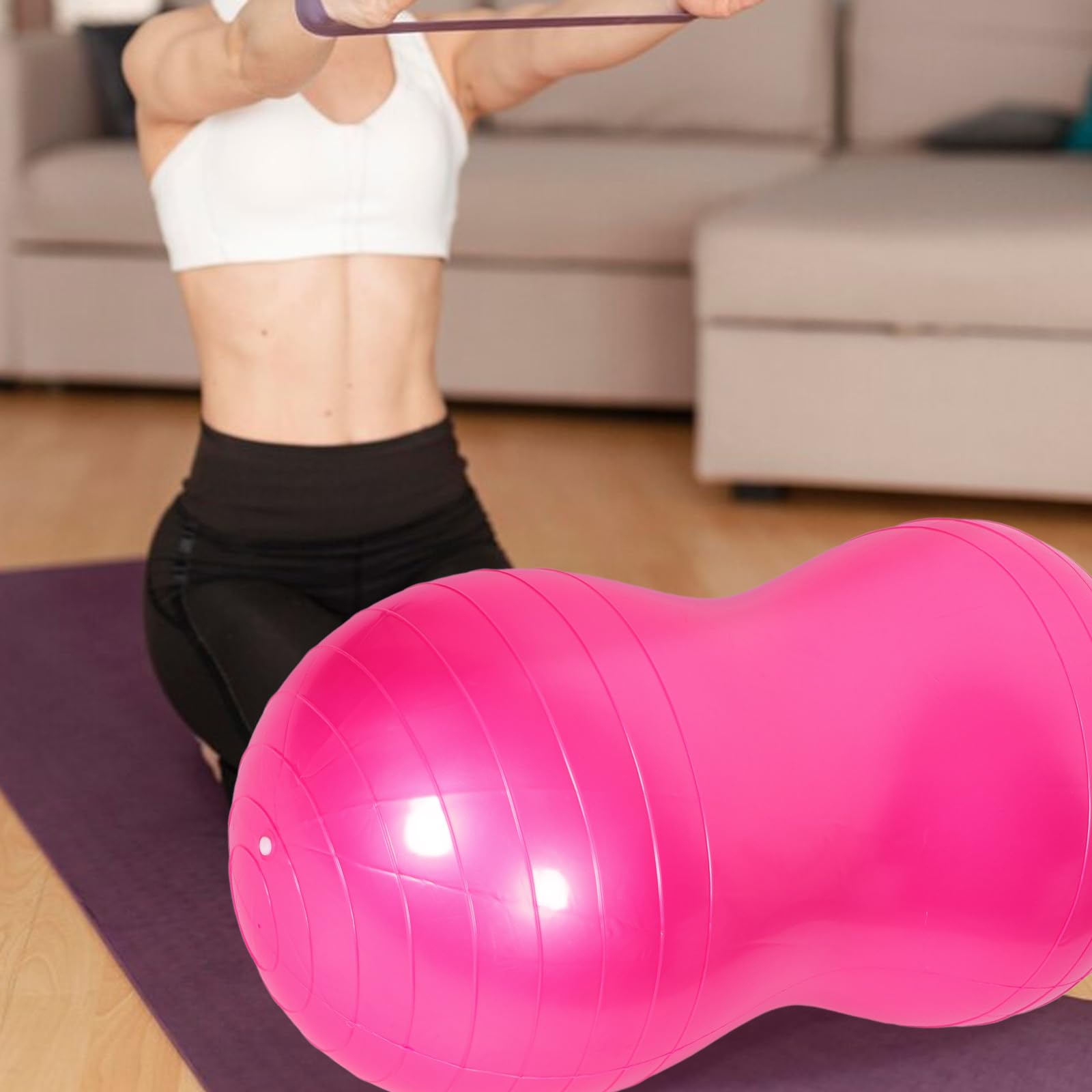 Cabilock Pelota de Pilates Antiexplosión Forma de Cacahuete para Embarazo y Balón de Yoga Estable con Bomba de Aire Pelota de Gimnasia Multifuncional para Fitness Casa Rehabilitación y