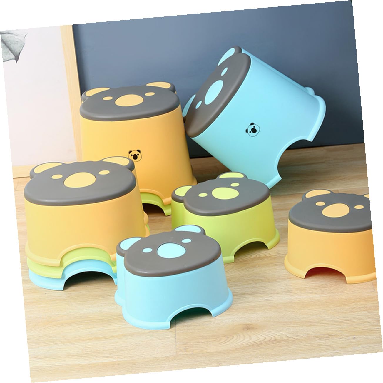 Kunststoff Trittschemel für Kinder, Kleiner Hocker in Blau | Wiederverwendbar und Multifunktional, für Zähneputzen und Toilettentraining, für Kind
