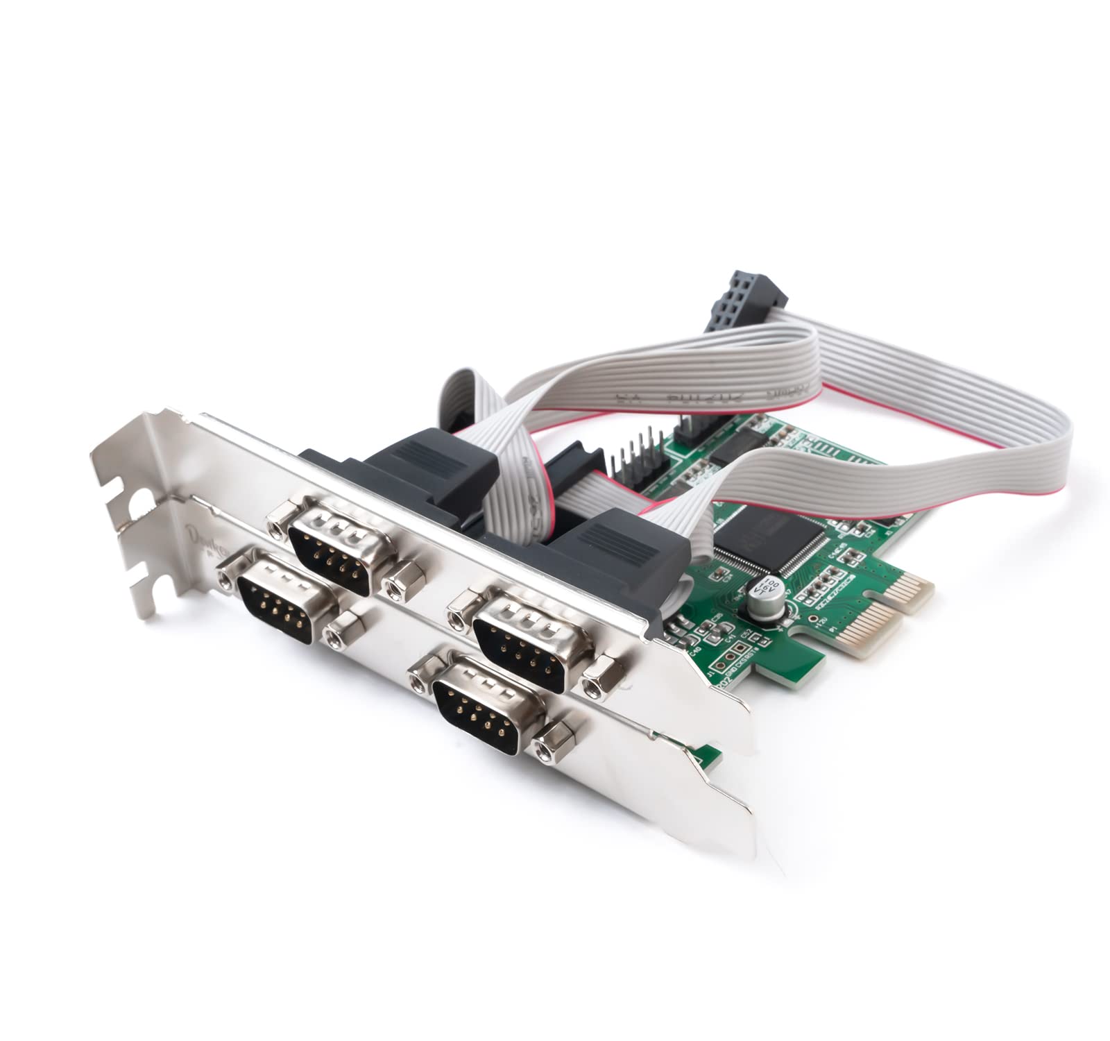 Convertidor de Adaptador de 4 Puertos PCIE a RS232, Tarjeta expansión Controlador PCI Express PCI-E a RS232 para PC de Escritorio con Soporte bajo