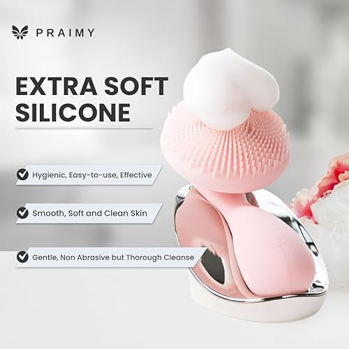 Miniatura 4 de Praimy MURMUR Cepillo facial exfoliante, cepillo eléctrico inalámbrico de limpieza facial, limpiador facial ultrasónico de silicona de grado